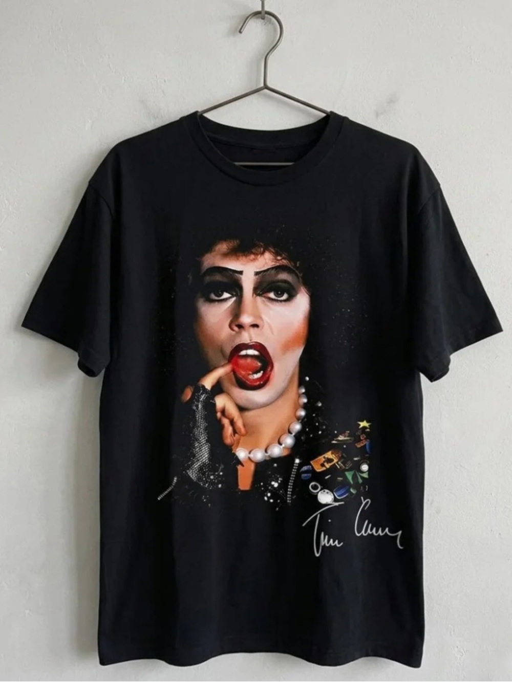 Black Graphic Women’s Tee with Portrait Print